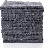 Simpli-Magic 100% Cotton Gray Hand Towels, 12 Pack - 16x27 Inch Absorbent Terry Cloth for Gym, Spa, Salon, Bathroom & Cleaning