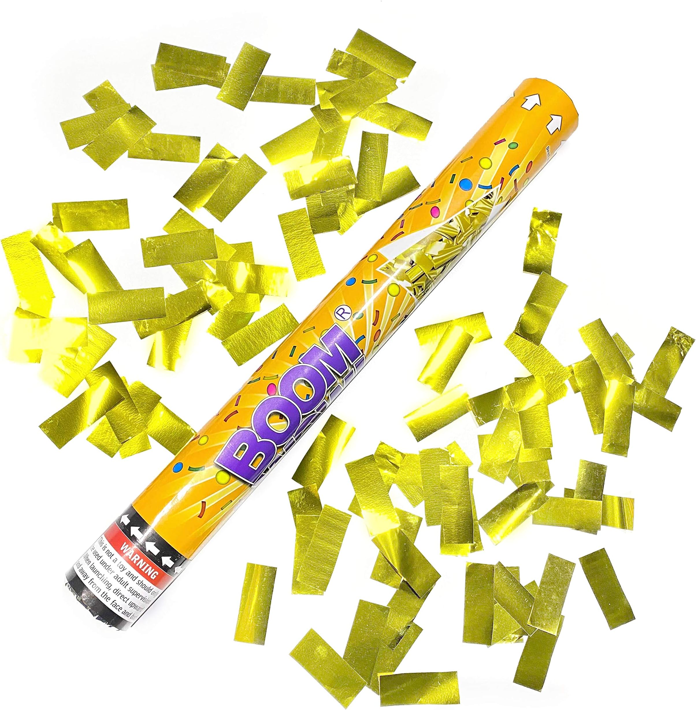 Confetti Twist & Shoot Popper for Parties, New Year Eve, Festivals, Weddings, Birthdays and all Celebrations, Compressed Air, 100% Safe (45 cm, Pack of 6, Gold Metallic)