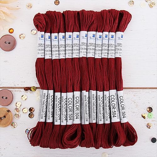 Vista 67 de Threadart - Hilo de bordar de algodón largo egipcio de alta calidad, 12 madejas Morado 6 hilos divisibles de 8.75 yardas cada uno para bordado a