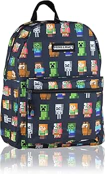 Zaino Minecraft Teen Multi Character - 40x30x14cm, Nero/Verde, Scomparto Laptop, Tasche Esterne - Foto 14