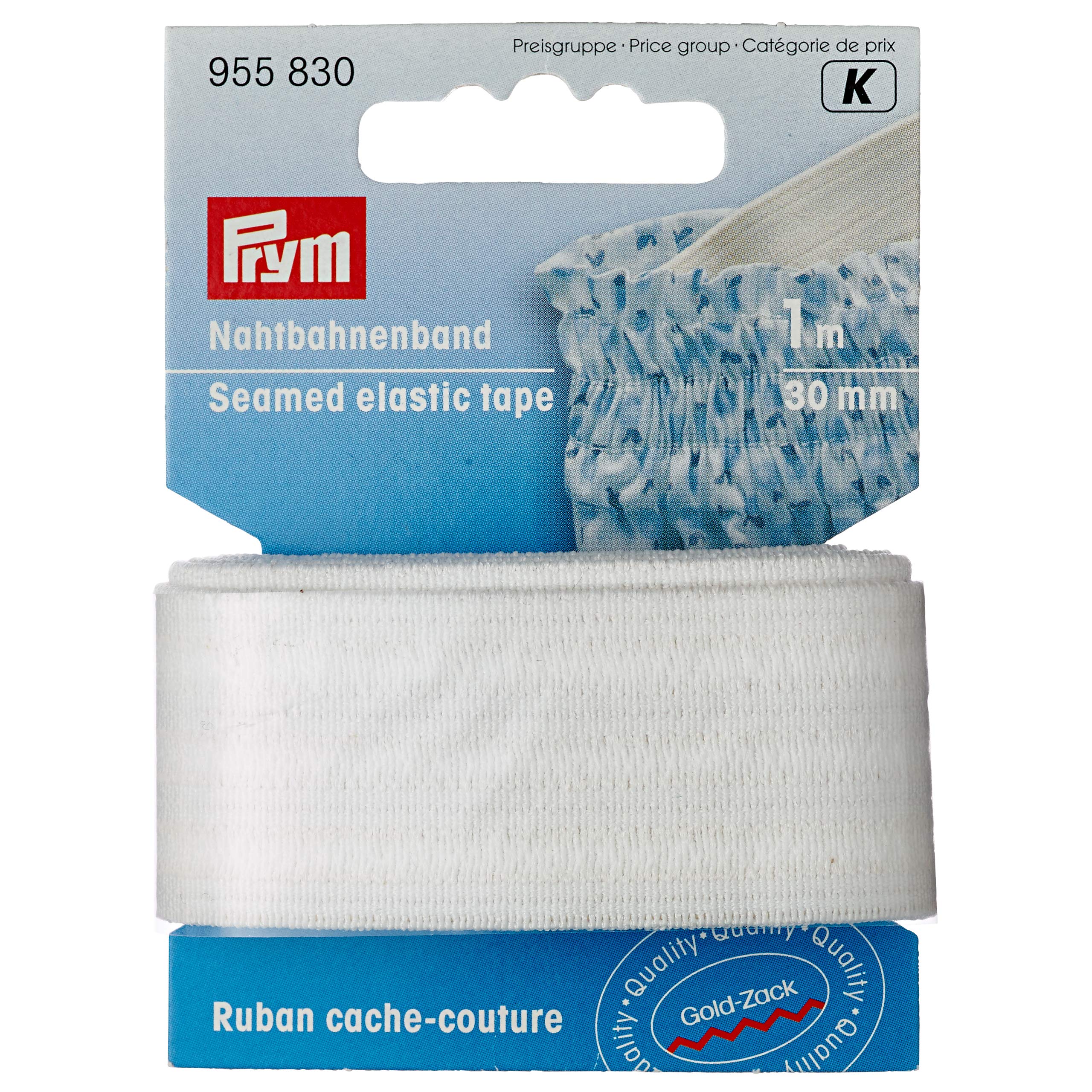 Prym Seamed Elastic Tape 30 mm Natural White