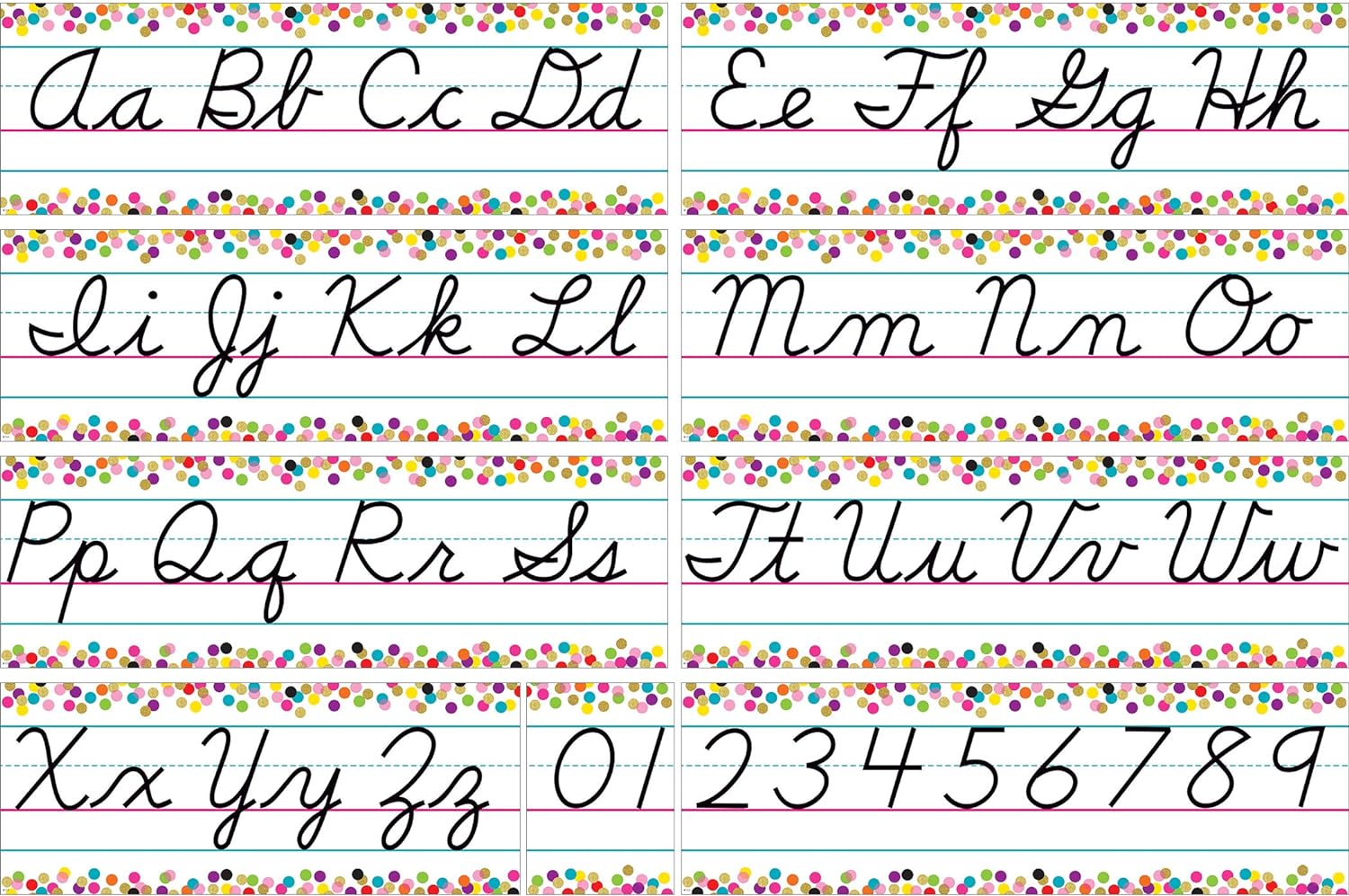 teacher created resources confetti cursive writing bulletin board (tcr8764)