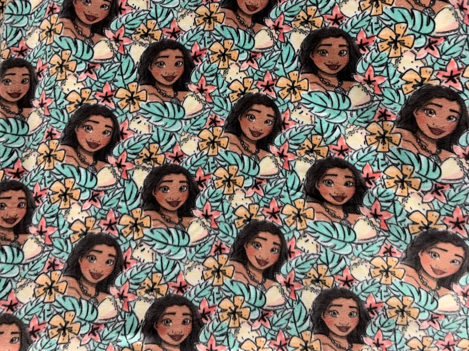 Moana Island Vibes Fleece Fabric-Fleece Disney Princesses Moana/Sold by The Yard / 58" Wide/Perfect for Blanket, Bed Spread