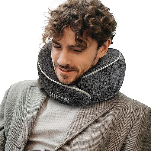 Miniatura 1 de BLACK+DECKER Envoltura para el cuello de espuma viscoelástica con cierre de velcro y almohada de viaje de apoyo para comodidad del cuello y los
