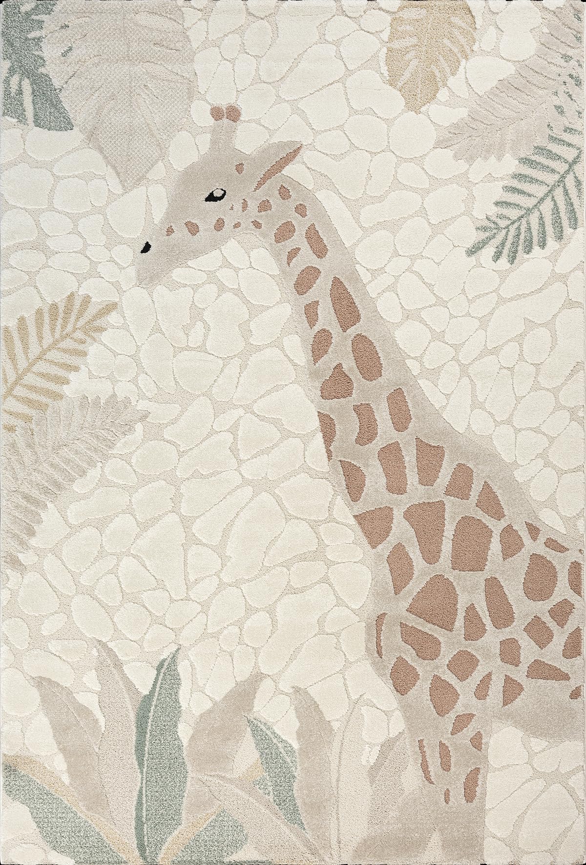 the carpet Jungle Kids - Alfombra para habitación Infantil, Alfombra Infantil, Efecto 3D, Fácil de cuidar, Resistente, Jirafa, 120 x 170 cm
