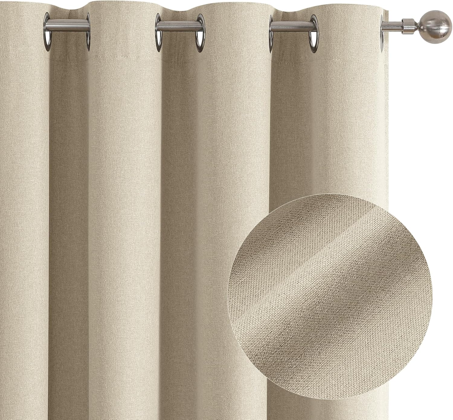 Amazon.com: ChrisDowa 100% Blackout Linen Curtains 2 Panels Set ...