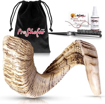 Natural Jericho Shofar Set From Israel - Natural - Traditional Ancient Musical Instrument For Spiritual Ceremonies And Religious Sermons
