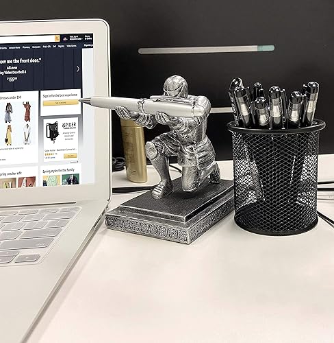 Miniatura 7 de Executive Knight - Soporte para bolígrafo con bolígrafo, accesorios de escritorio personalizados, decoración de oficina en casa, soporte para