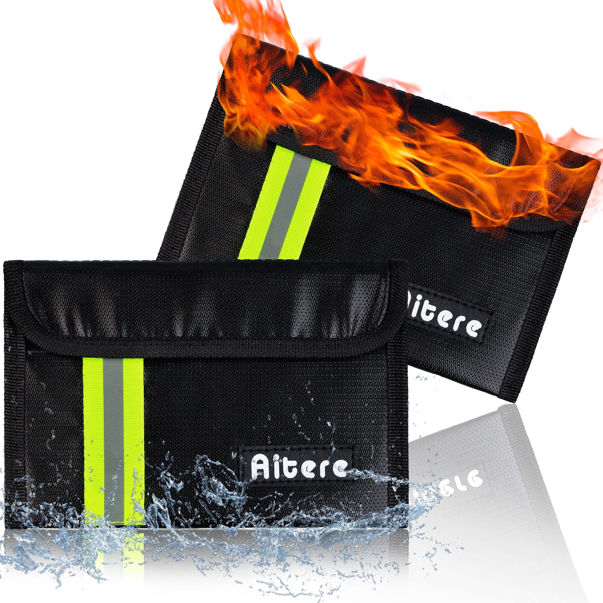 Aitere Fireproof Bag Set of 2 Fireproof Waterproof Document Case Briefcase Cover for Documents Passport Bank File Money Valuables