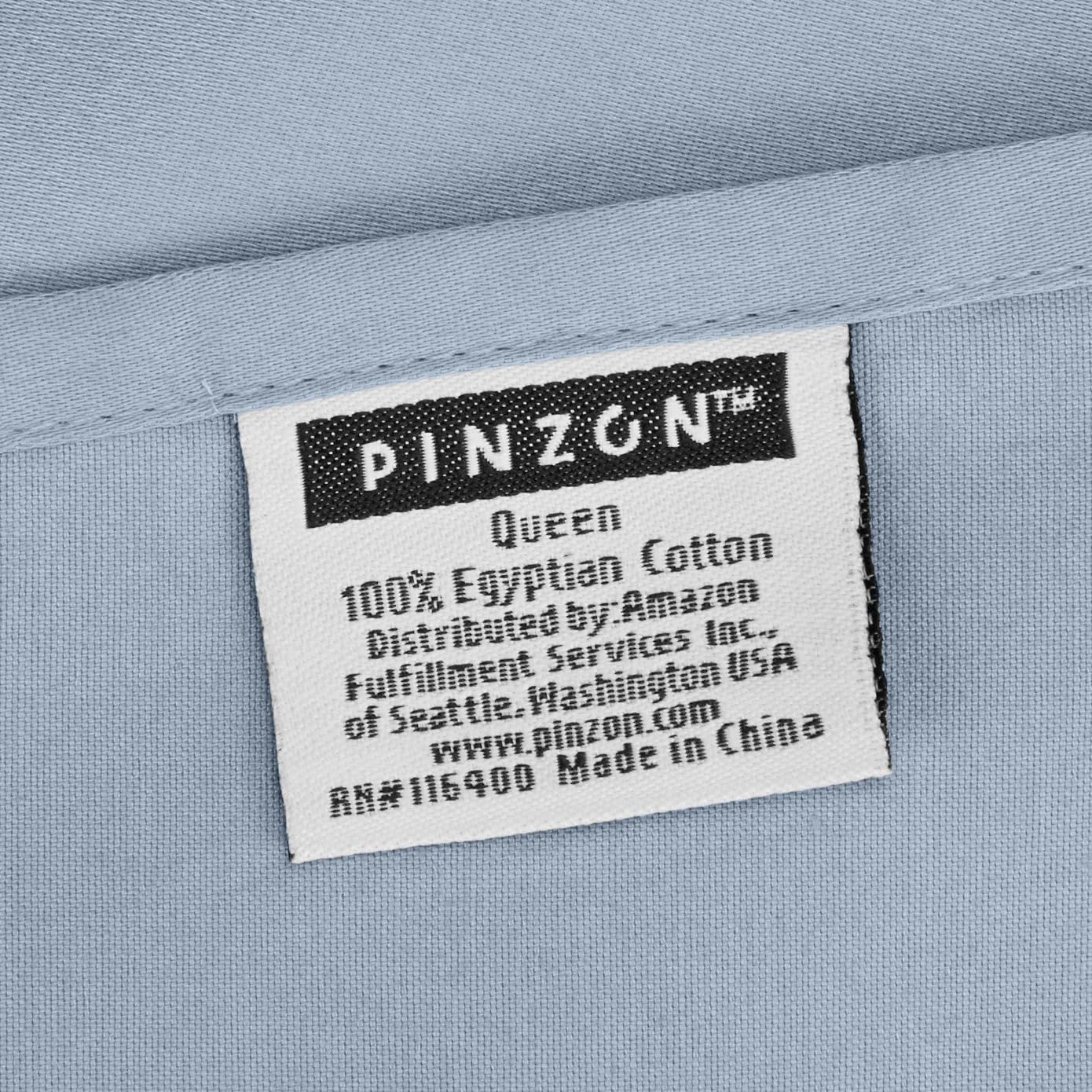 Amazon Brand – Pinzon 400-Thread-Count Hemstitch Egyptian Cotton Sheet Set - King, Smokey Blue