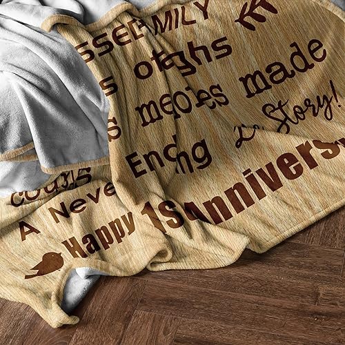 Miniatura 5 de Manta de primer aniversario para pareja, manta de aniversario de un año, 60 x 50 pulgadas, primera boda para marido, esposa, élella, el mejor regalo