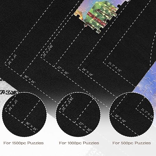 Miniatura 3 de Lavievert Tapete de rompecabezas de 1500 piezas enrollable con diseño único de línea auxiliar, tablero de rompecabezas portátil para adultos,