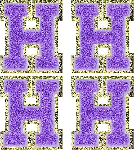 Miniatura 144 de Jongdari Letras termo-adhesivas de felpilla para ropa, parches de letras del alfabeto con brillantina para coser, con adhesivo planchado, 4