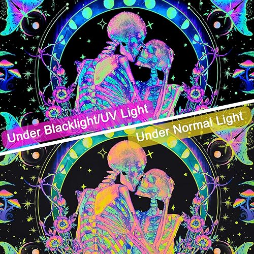 Miniatura 5 de Uspring Ventas de paquetes de tapiz de hongos y calavera de luz negra