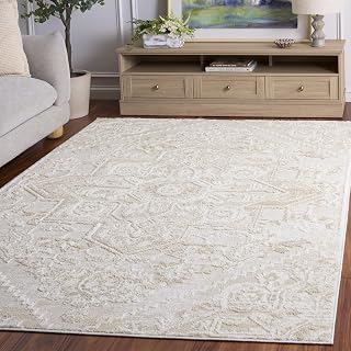 SAFAVIEH Area Rug 4x6 - Spencer Collection - Ivory & Beige, Non-Shedding & Easy to Clean, Ideal for Foyer, Bedroom, Accent Space (SPN500A)