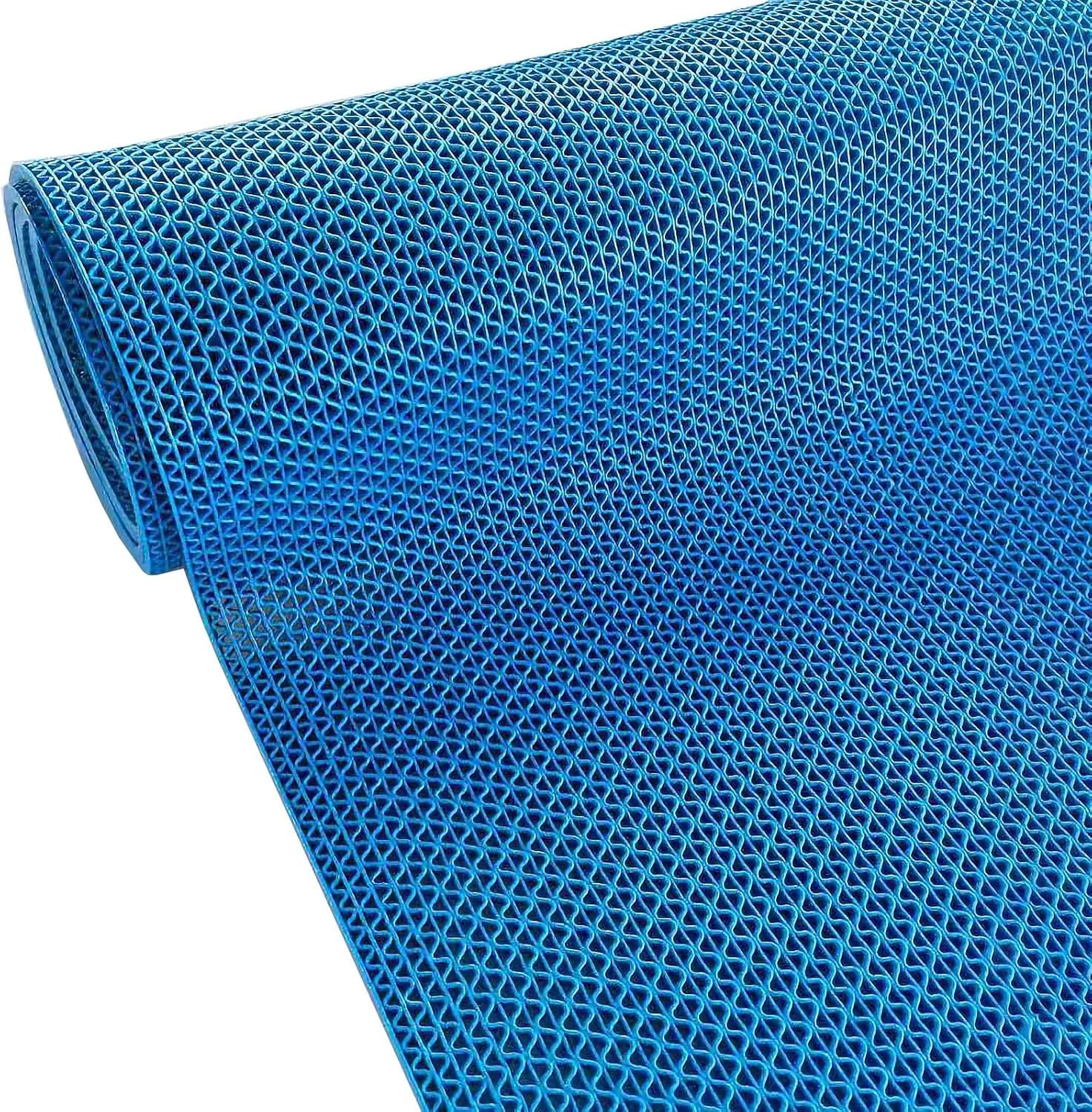 Hpthly Blue Wet Area Drainage Mat, Bathroom Non-Slip Mat Pvc Floor Mat For Garage, Bathroom, Swimming Pool, Kitchen,-120X300cm