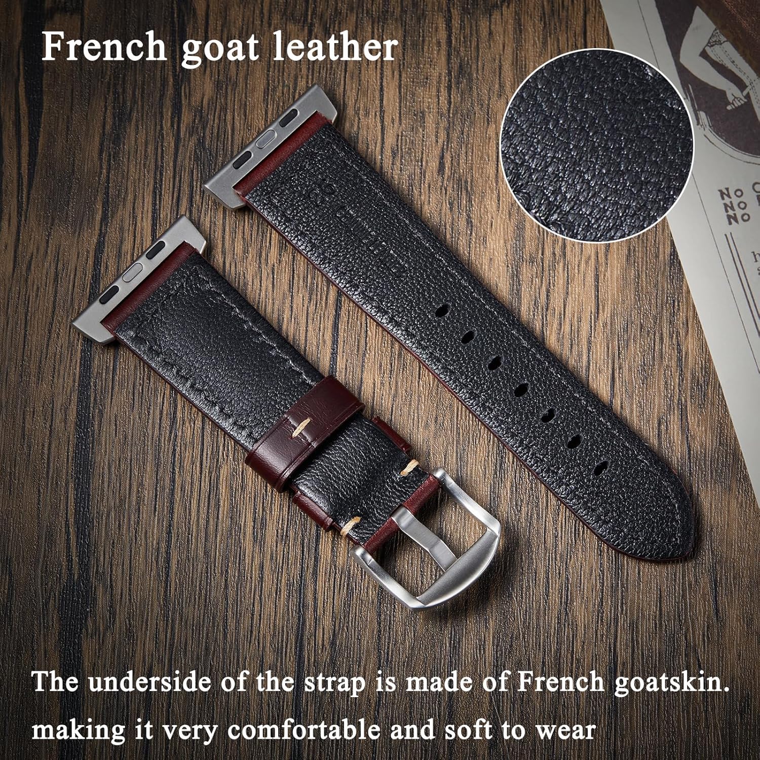 Gitalian Leather Band Compatible with Apple Watch Ultra3/2/1 Band 49mm 46mm 45mm 44mm 42mm for Men, Genuine Leather Replacement Strap for iWatch Series 10 9 8 7 6 5 SE - Image 2