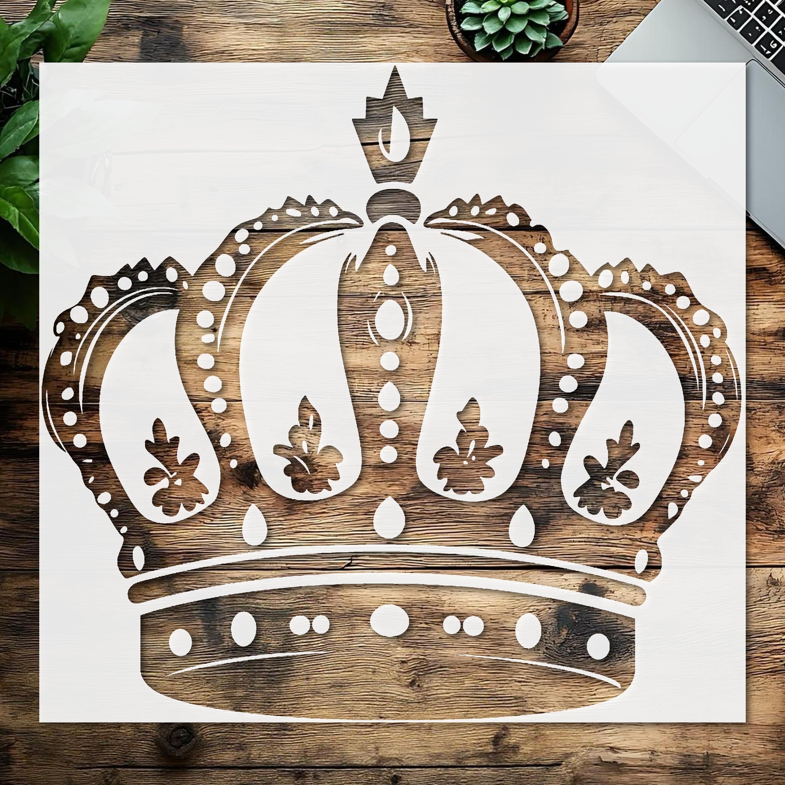 King Crown 8.5″ x 11″ Reusable Stencil for Painting – DIY Craft Template for Walls, Wood, and Fabric