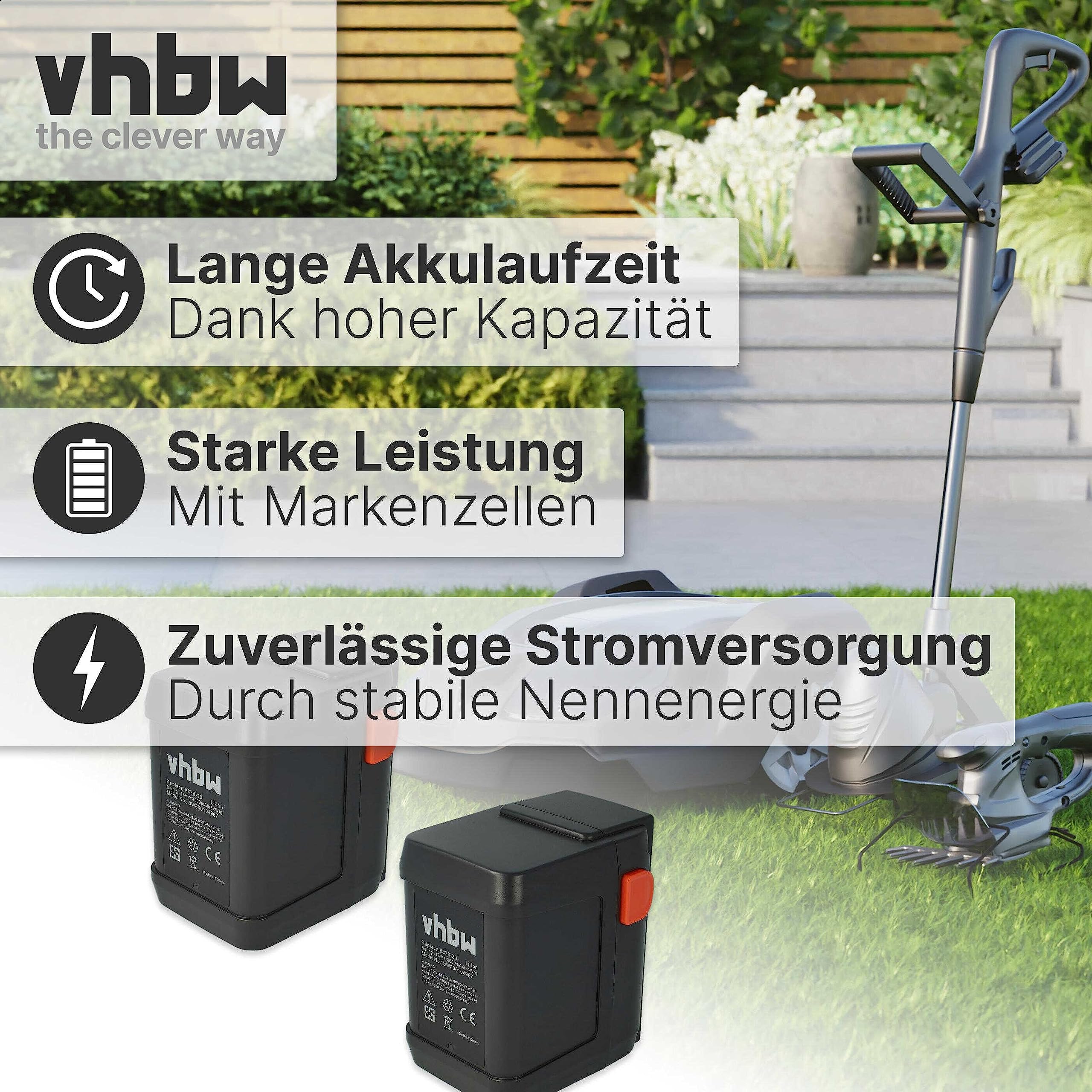 Vhbw zestaw oszczędzający 2 x akumulator litowo-jonowy 3000 mAh (18 V) do Allround narzędzia do dmuchawy Gardena Accujet 18-Li & 8835-U, 8835-20, 8839, 8839-20.