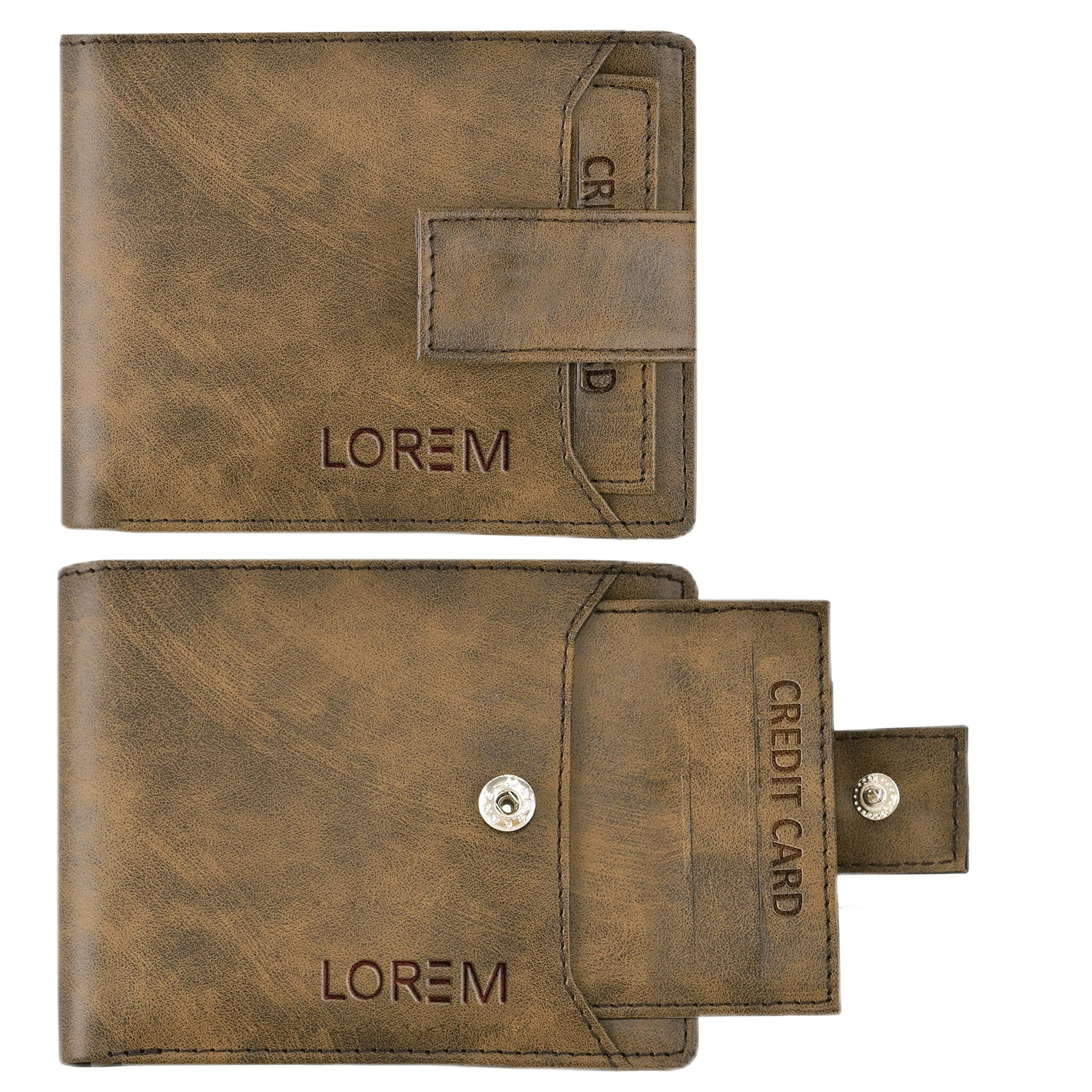 Brown Removable Card Holder Bi-Fold Premium Faux Leather 7 ATM Card Slots Wallet for Men WL23-B-image-40