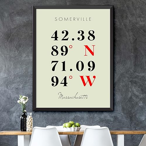 Miniatura 5 de Mapa de Somerville, Massachusetts, Coordenadas Multilíneas de Colores (8x10)