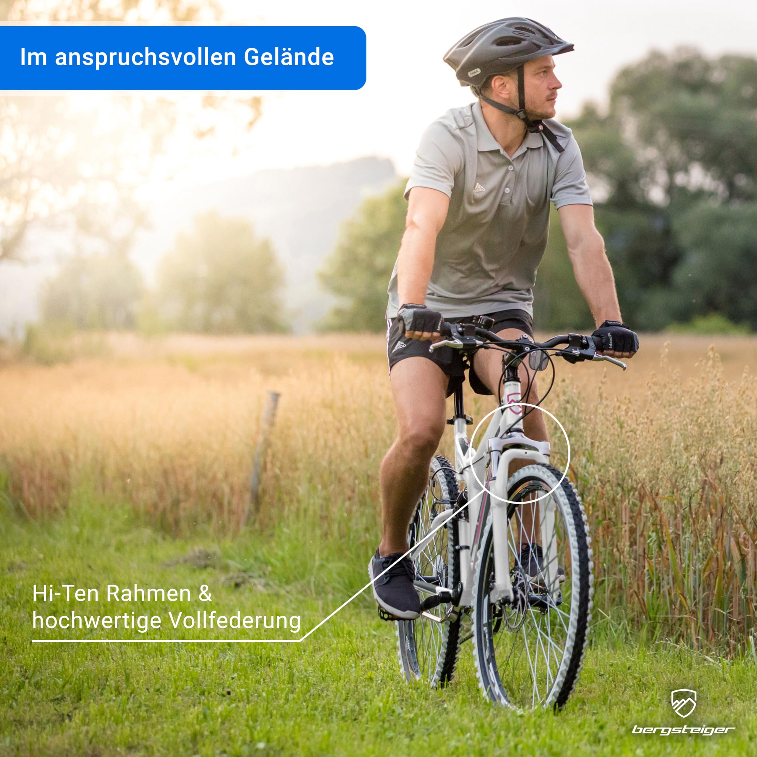 Bergsteiger Phoenix 26 Zoll Mountainbike Fully mit Vollfederung | Perfekt für den Weg zur Schule oder Arbeit ab 160 cm Größe. Mit 21 Gängen, Licht und zu 90 Prozent fertig vormontiert.