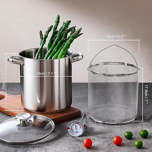 Vista 10 de Cook N Home Olla para freír tempura japonesa, pequeña olla profunda de acero inoxidable, acero inoxidable 304 con escurridor de goteo de aceite
