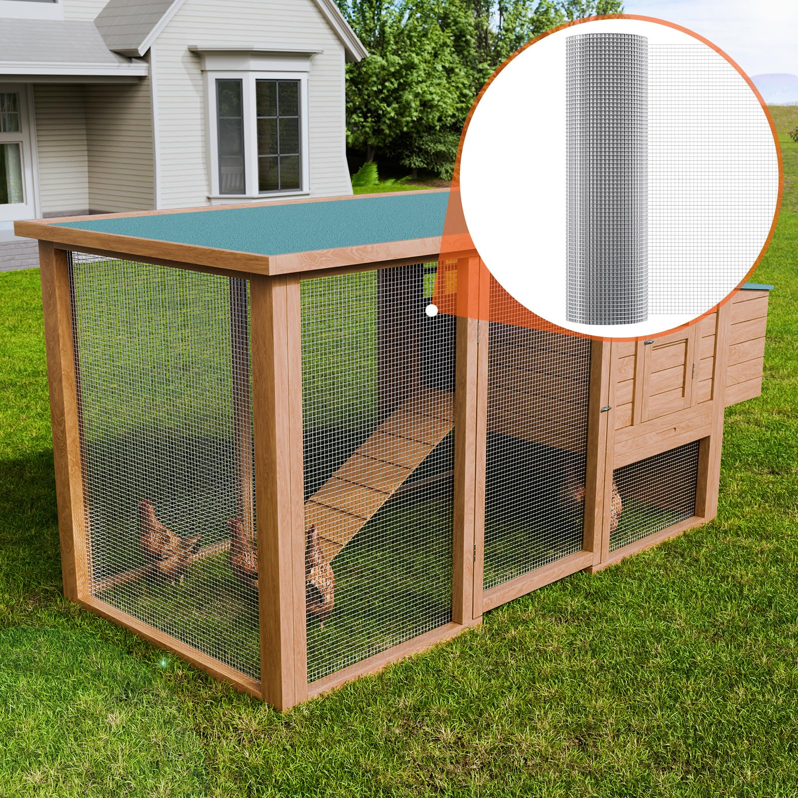 VEVOR Rete Metallica Saldata, 915 mm x 30,48 m, Rotolo di Rete Metallica Zincata a Caldo 12,7 x 12,7 mm Maglia Calibro 19 Recinzione in Filo per Polli per Gabbie per Conigli, Giardino