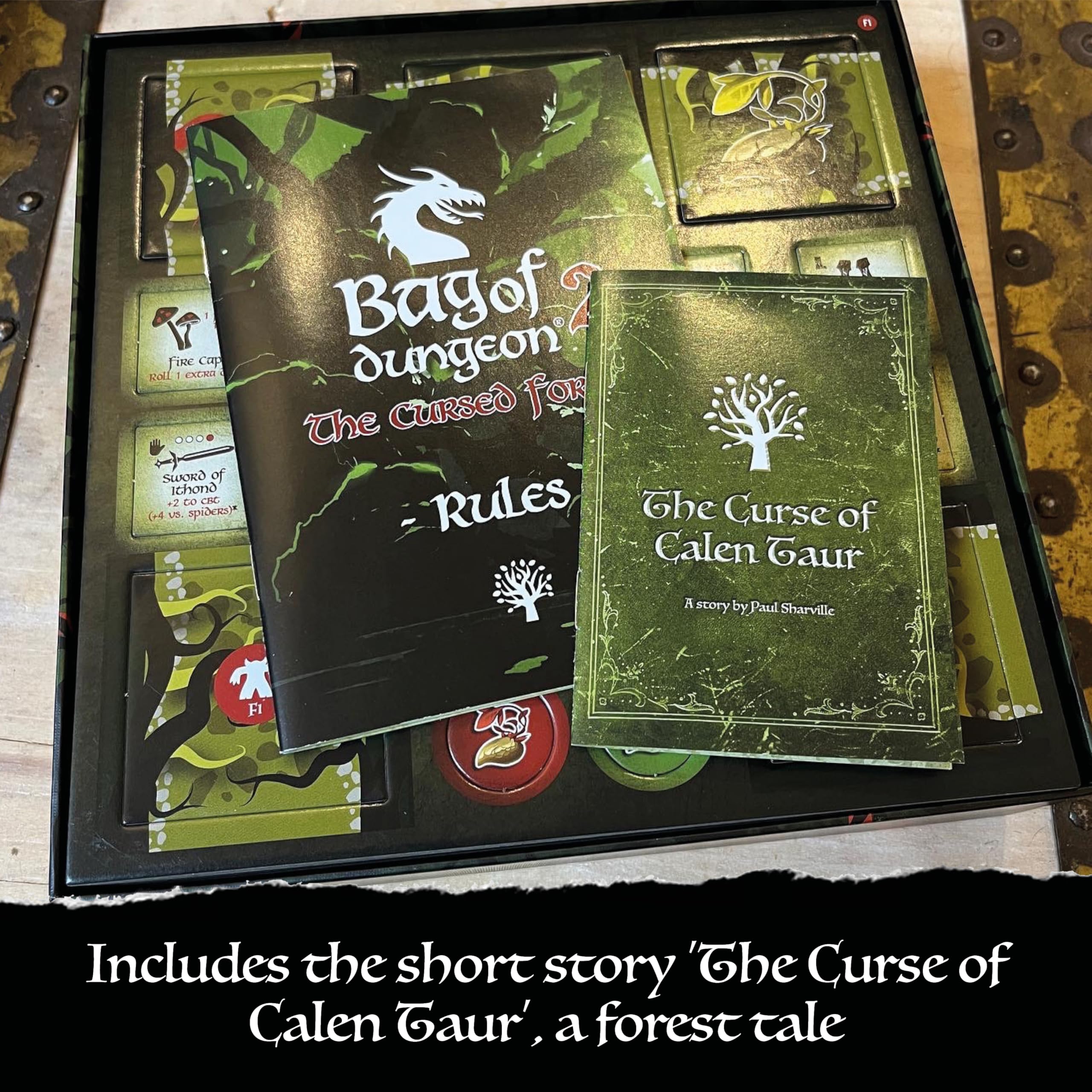 Bag of Dungeon 2 – Der verfluchte Wald | Fantasy-Dungeon-Crawler Brettspiel | 1–4 Spieler | Ab 7 Jahren | Eigenständiges Spiel oder Erweiterung | Mit Bag of Dungeon kombinierbar | Englische Ausgabe