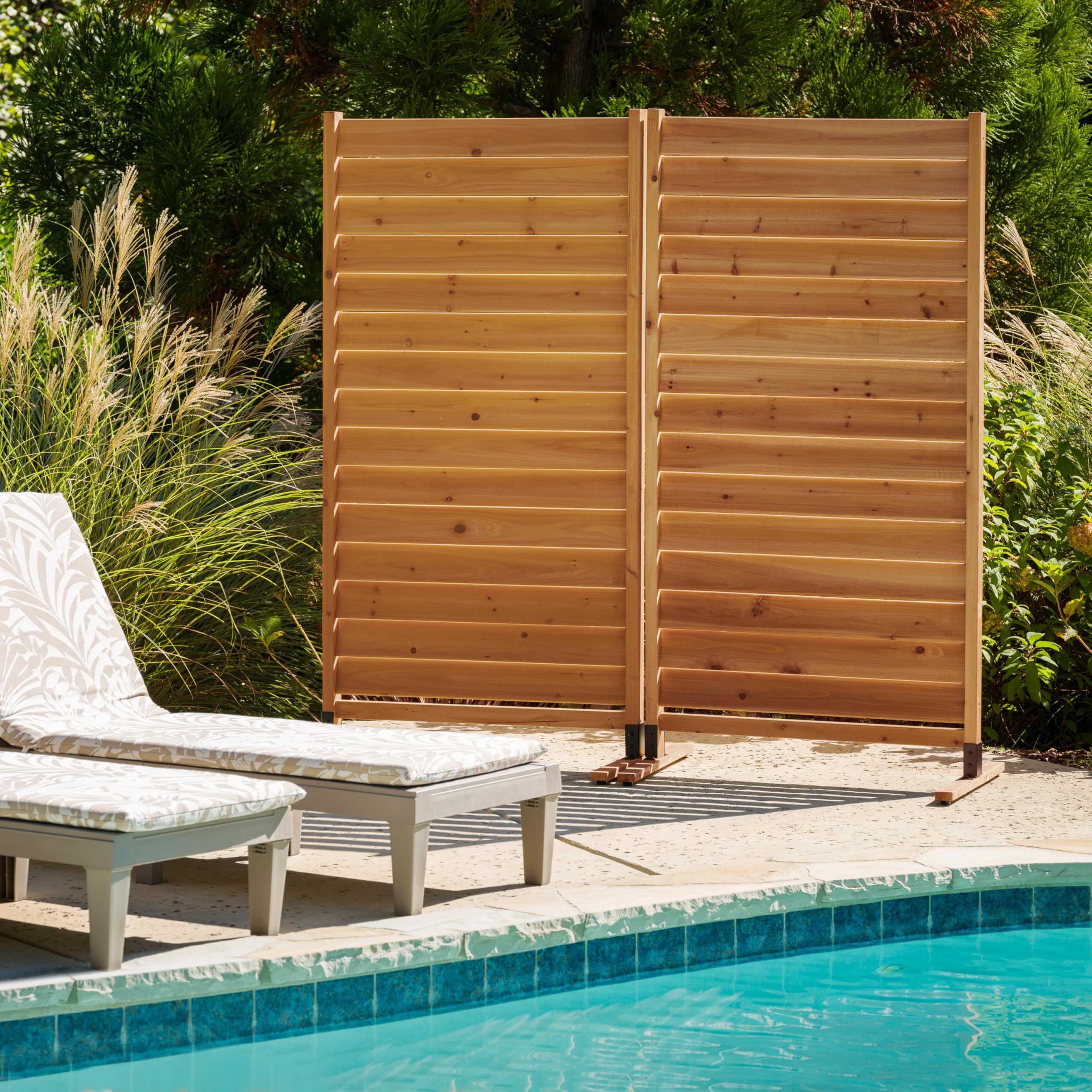 6.1ft H x 3.1ft W (1 Panel) Freestanding or Surface Mounted Enclo Sierra Privacy Screen, Wood Fence Screen, Outdoor or Indoor Decorative Privacy Panel