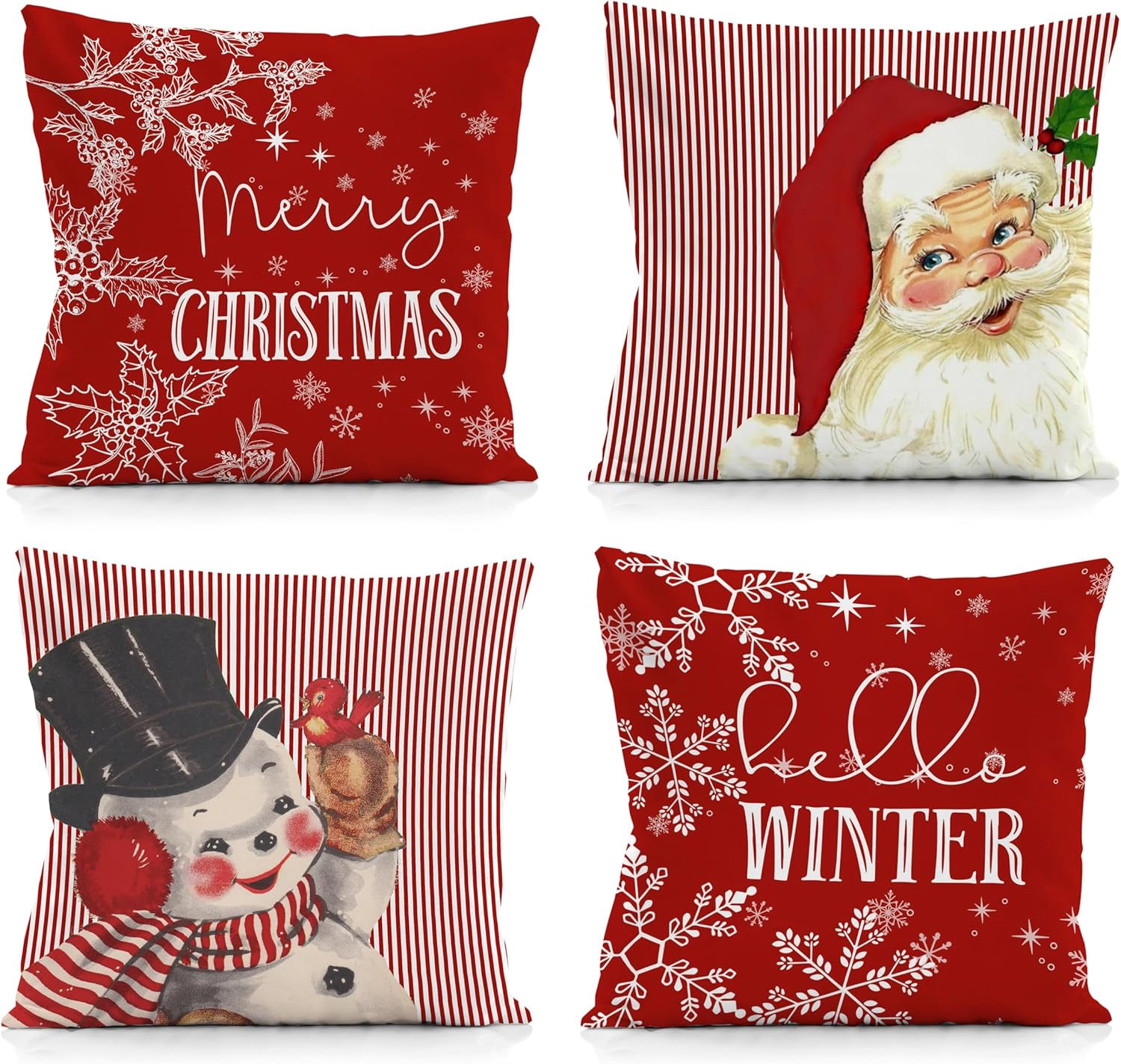 Nogrit Red Christmas Pillow Covers 18x18 of 4,Red Christmas