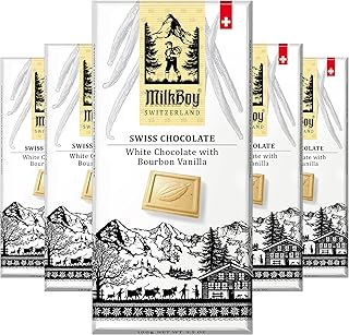 Milkboy Swiss White Chocolate Bars - Gourmet Bourbon Vanilla Chocolate Bars - Made with Pure Natural Vanilla - White Premi...