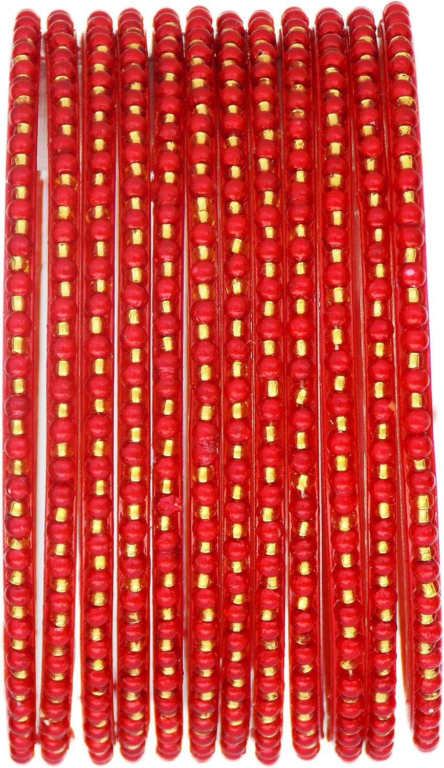 JD'Z COLLECTION Indian Bollywood Traditional Glass Bangles Set Churi Multi Color Bangle Bracelet For Women | Handcrafted Pearl Bangle | Ethnic Jewelry | Wedding Jewelry Collection - Image 3