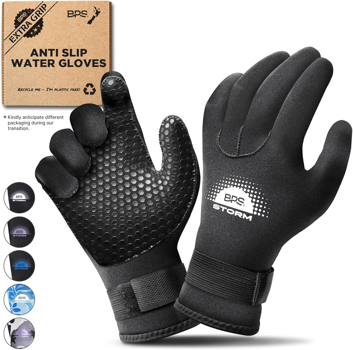 BPS Neoprene Gloves 3mm 5mm Five Finger - for Wetsuit Scuba Diving Gloves Snorkeling Kayaking Surfing Sailing Fishing Canoe Winter Any Water Sports Men Women