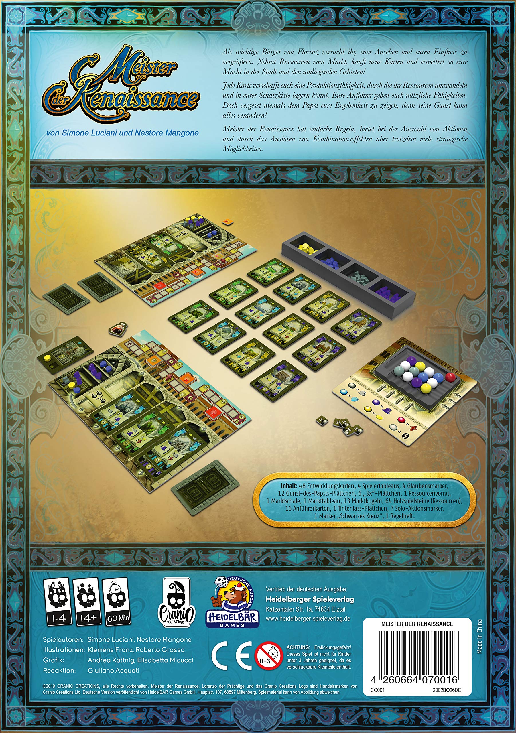 Meister der Renaissance |Cranio Creations| Deutsch | Kartenspiel | Für 1-4 Personen | ab 14 Jahren