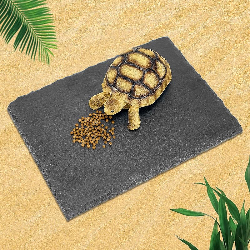 Plataforma de Pedra para Aquecimento com Tigela e Tapete para Répteis Pequenos BINANO