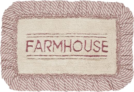 VHC Brands Sawyer Mill Farmhouse Bathmat, Red, 20x31