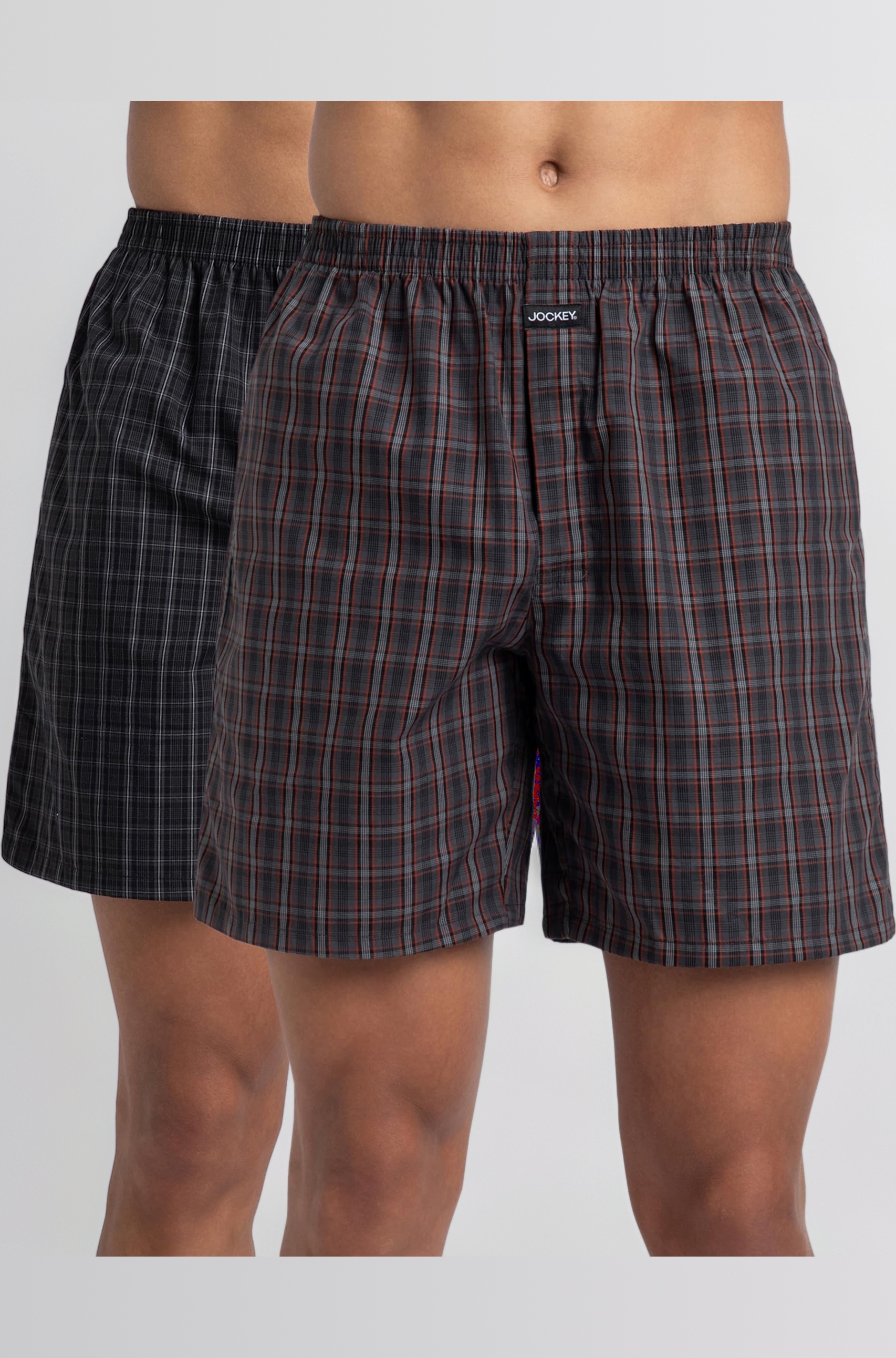 1223 Men's Super Combed Mercerized Cotton Woven Checkered Boxer Shorts with Side Pocket (Pack of 2)