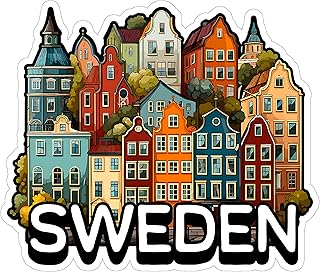 Sweden Sticker 4 Inch City Travel Souvenir Destination - Waterproof Vinyl Decal for Laptop Water Bottle Car Tumbler - Durable Aesthetic Long-Lasting Stickers for Adults ID44990