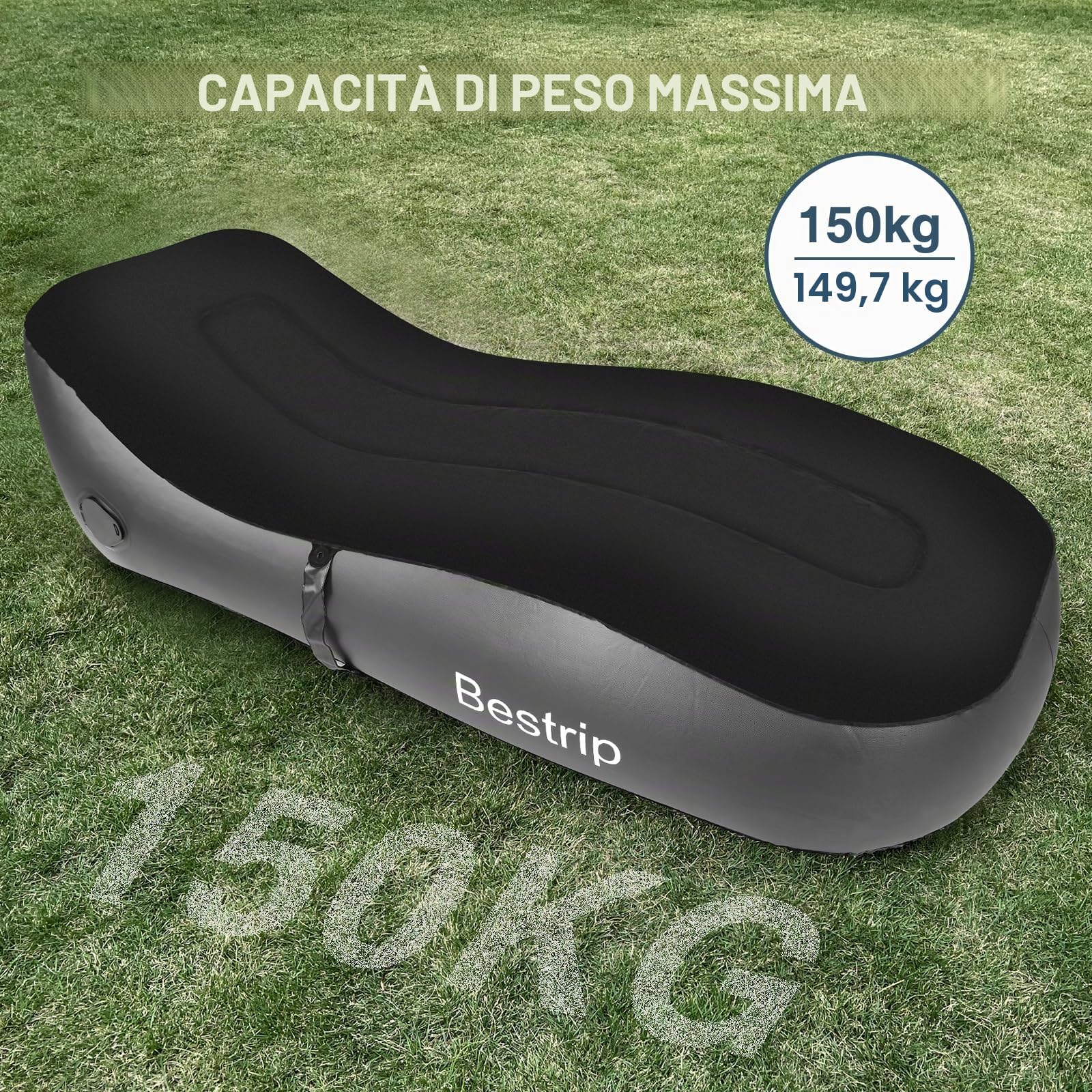 Bestrip Divano Gonfiabile, Lettino Gonfiabile, Materasso ad Aria con Pompa Elettrica Integrata, Divano Gonfiabile da Campeggio, Adatto per Interni ed Esterni (180 * 70 * 50 cm)