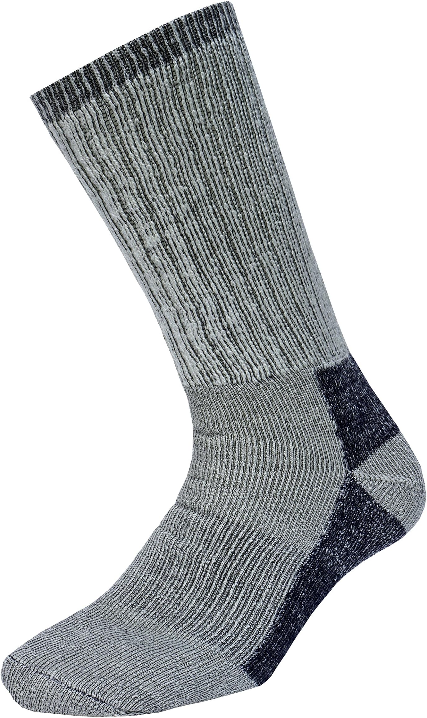 6 Pair 68% Merino Wool Medium Weight Hiking Sock Fits Size 8-12 Grey