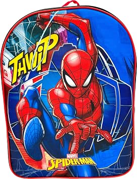 Ruz Spider-Man Kids Licensed 15 Inch School Bag Backpack Black-Blue-Red