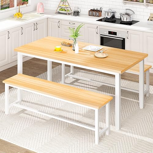 Miniatura 17 de AWQM-Juego de Mesa de Comedor, Juego de Mesa de Cocina con 2 Bancos, Ideal para el Hogar, Cocina y Comedor, Mesa de desayuno de 47.2x28.7x29.5