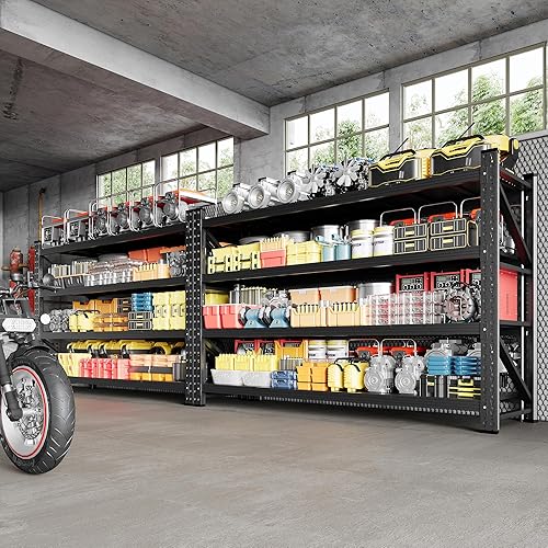 Miniatura 3 de Anxxsu Estantes de almacenamiento de garaje resistentes estantería de metal de 5 niveles estantes y estantes de almacenamiento ajustables para