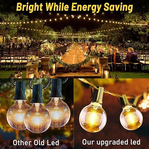 Miniatura 6 de KNONEW Guirnalda de luces LED para exteriores de 230 pies, con forma de globo con 2700 K blanco cálido, 70 bombillas LED G40 inastillables, tira de