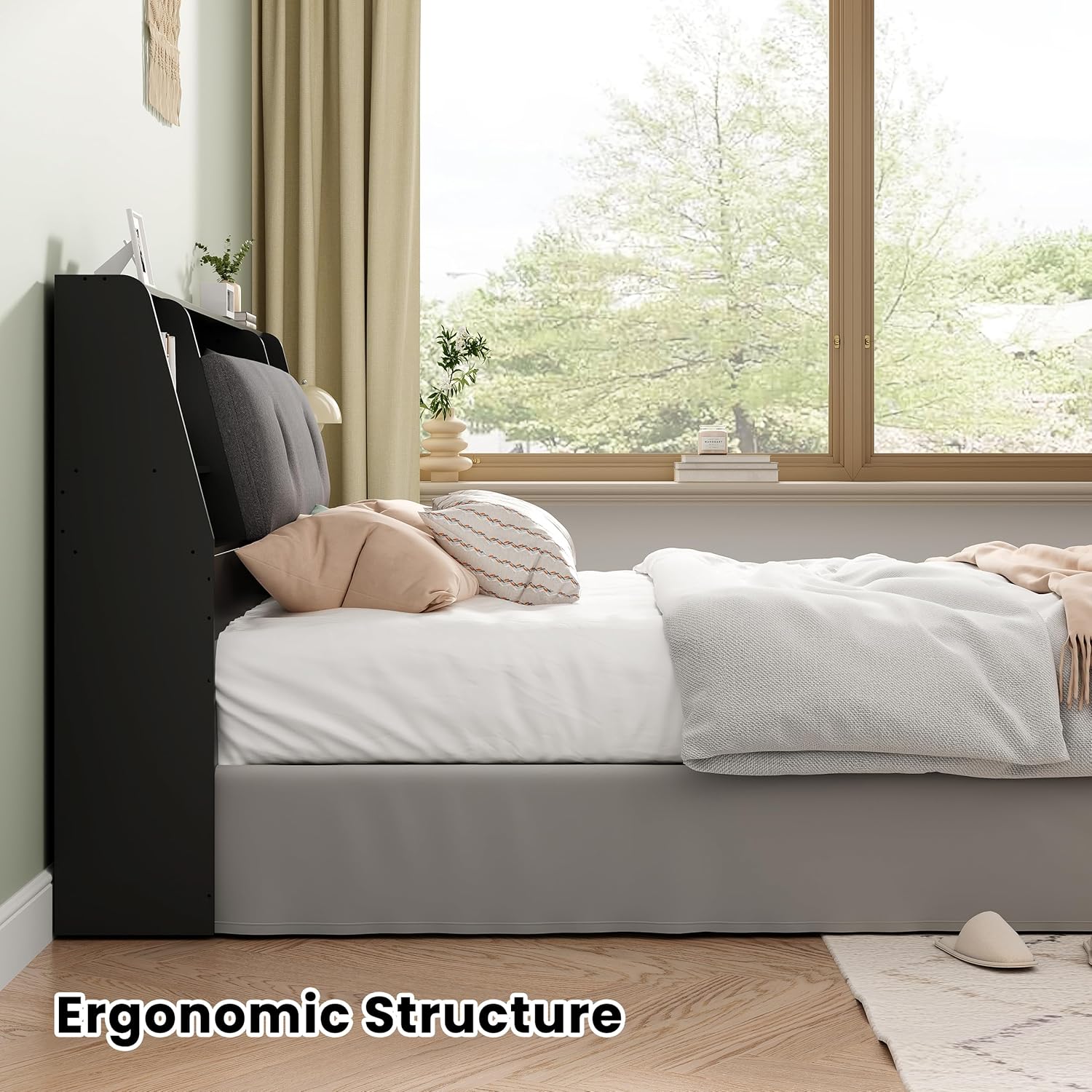Diagram showing the ergonomic structure of the headboard.