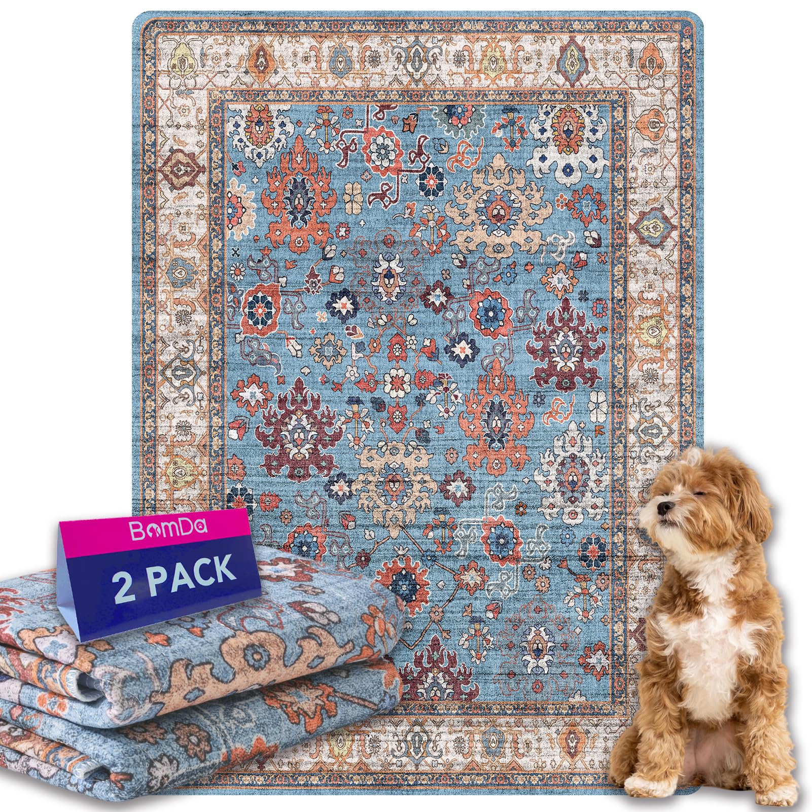 2 Pezzi Tappetini Assorbenti per Cani, Tappeti Lavabili Riutilizzabili per Cani, Traverse Cani, Traversine Addestramento del Cane, Gatti, Conigli, Antiscivolo (Pattern 1, 61x91.5cm)