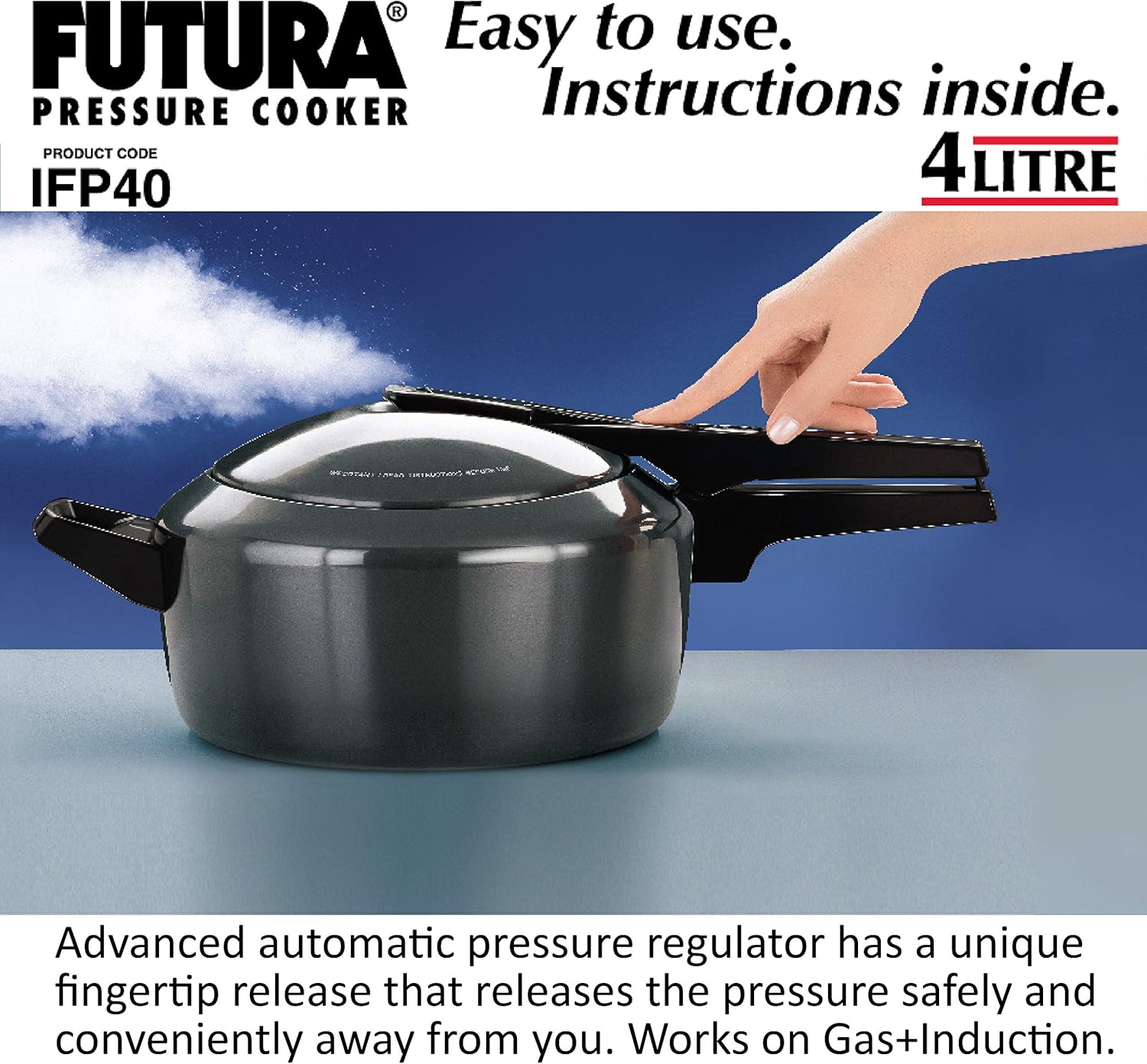 FUTURA PRESSURE COOKER, 4 Liter, GRAY