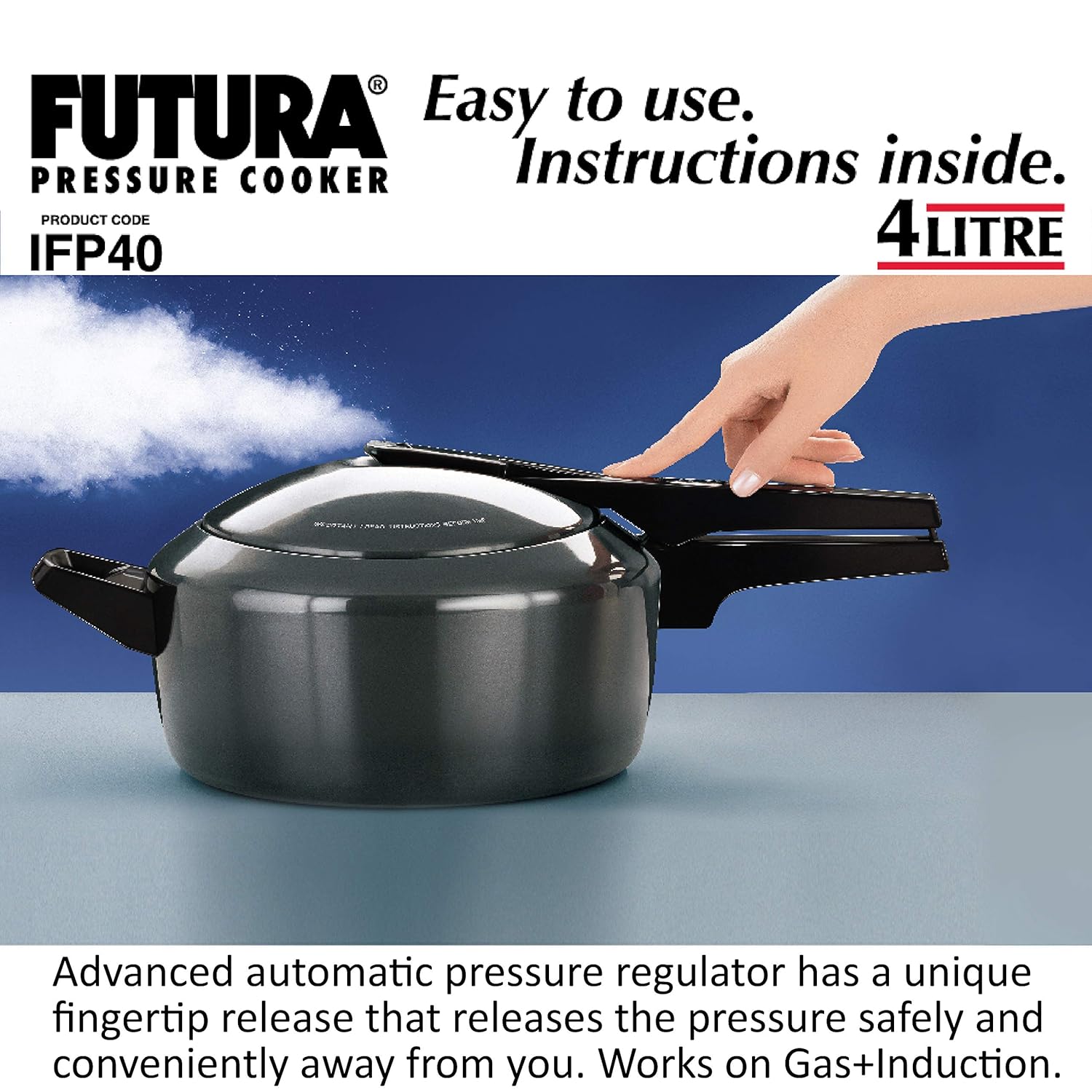 Hawkins Futura 4 Litre Pressure Cooker IFP40 | Hard Anodised