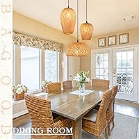 Vista 7 de Lámpara colgante de ratán de 3 luces, lámpara de araña de ratán, lámpara bohemia tejida a mano, lámpara colgante de bambú de 3 luces para sala